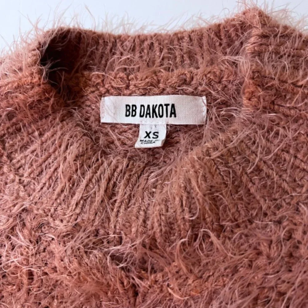 BB DAKOTA Feelin' Lashy Eyelash Cable Knit Sweater Rose Quartz Size XS